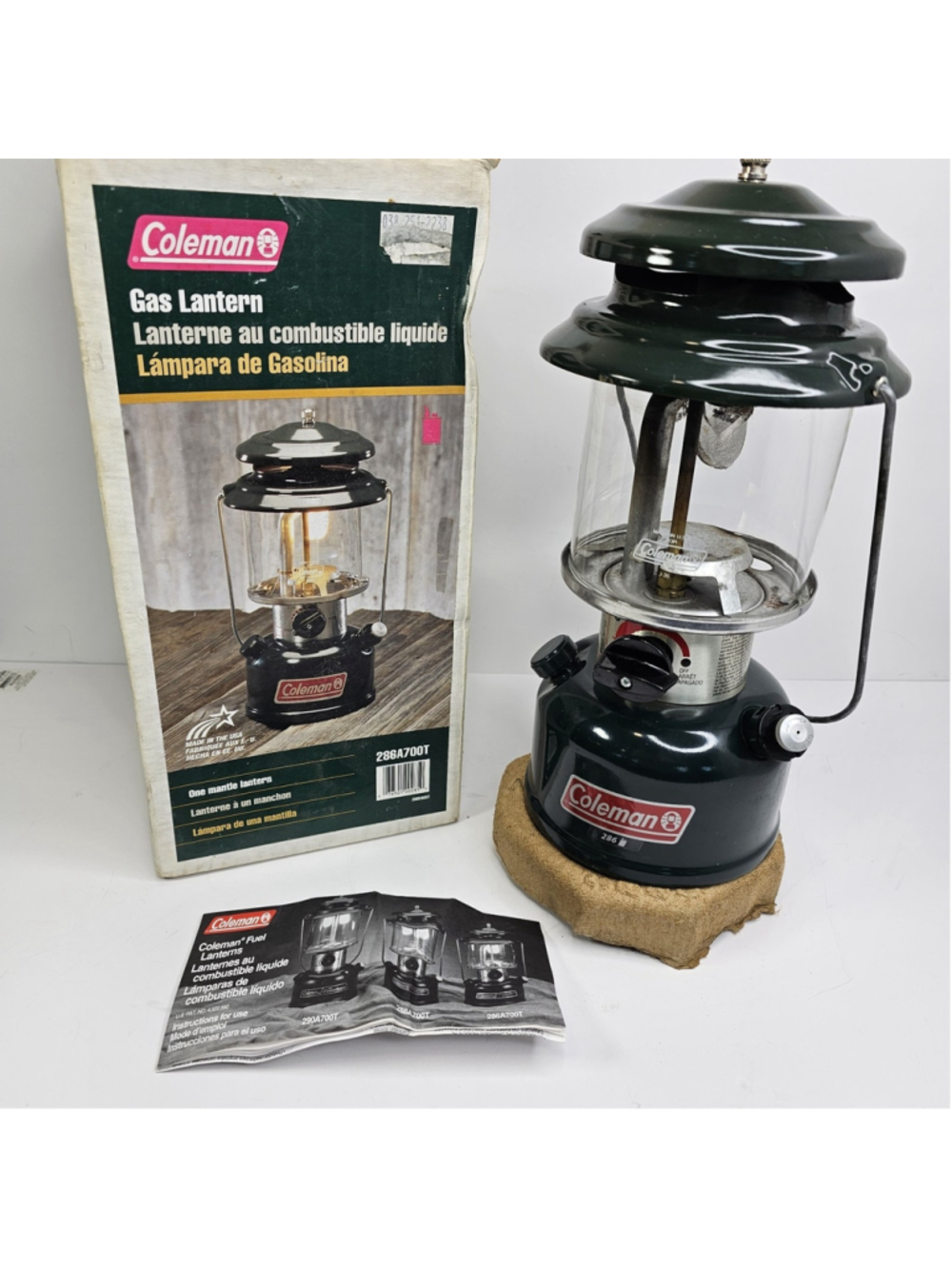 Coleman 286A Lantern With Original Box, Needs Mantle, Tested. United States 3-97